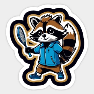 Raccoon with the Racket Sticker